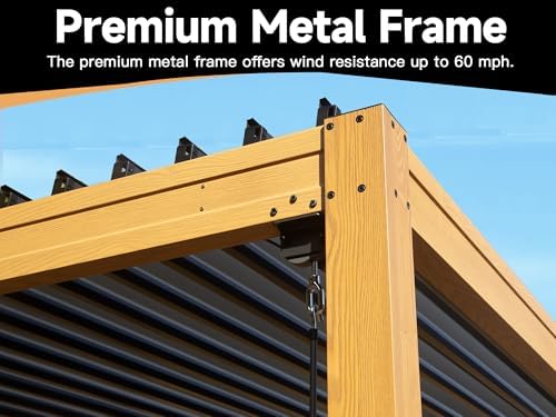 domi aluminum louvered pergola 10x16, outdoor metal pergola on a desk or shelf
