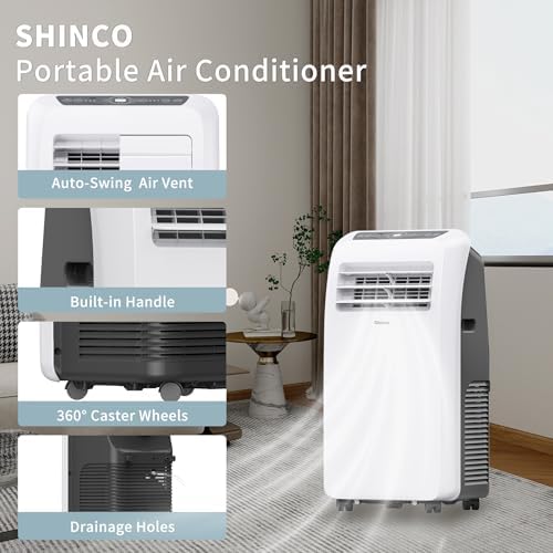 shinco 10,000 btu portable air conditioner - 3-in-1 on a desk or shelf