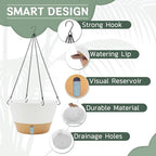 zmtech large 12inch self watering hanging planter, water, side view