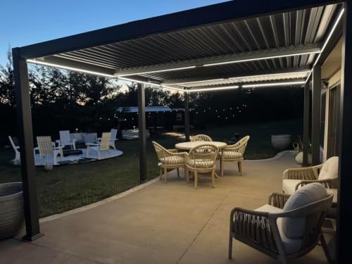 purple leaf 92ks louvered pergola 11.5' x 17.5' shown in use