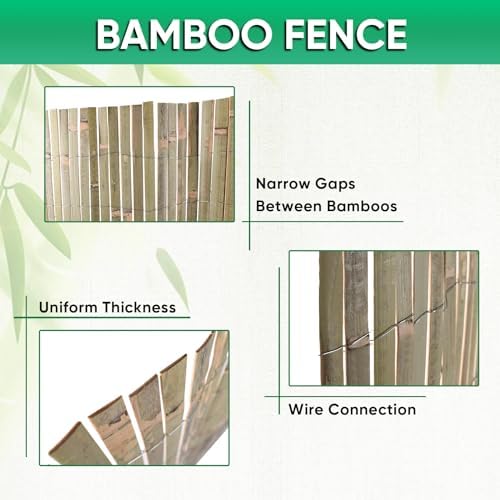 jollybower 3ft x 13ft natural bamboo slat fence, side view