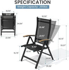 crestlive products folding patio chairs set of 2, close-up detail
