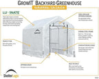 shelterlogic 6' x 8' x 6.5' growit greenhouse, side view