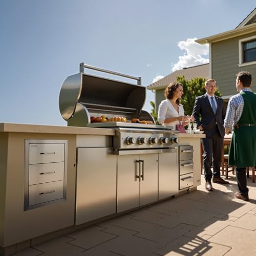 vevor outdoor kitchen drawers 16"w x 21.5"h x shown in use