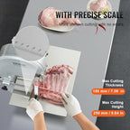 vevor commercial electric meat bandsaw, 1800w stainless steel, side view