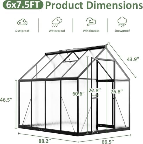 polar aurora 6x8 ft walk-in polycarbonate heavy duty, package contents