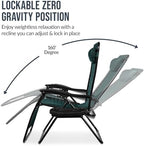 Best Choice Products Set of 2 Extra Wide Adjustable Steel Mesh Zero Gravity Lounge Chair Recliners w/Pillows and Cup Holder Trays - Forest Green