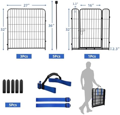 adavin 32 in(h) garden fences and borders,1 gate+3, close-up detail