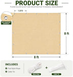 90% outdoor sun shade cloth, 8' x 8', front angle view