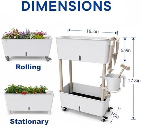 2-tier 27.8"h rolling raised garden bed with wheels, package contents
