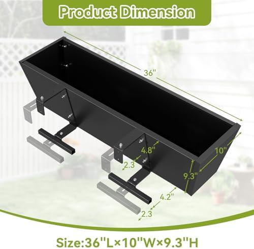 railing planter box 36 inch, heavy duty metal, package contents