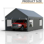 jy qaqa carport, 12x20 ft heavy duty carport shown in use