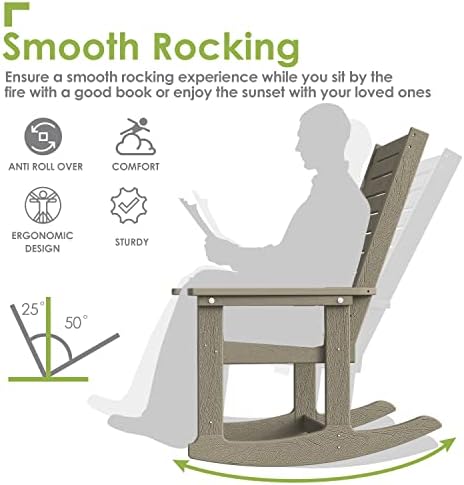 greenvines outdoor rocking chairs set of 2, hdpe, side view