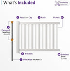 wambam sturbridge yard or pool fence, white vinyl, side view