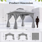 lausaint home 10x10 gazebo canopy with netting, curtains, view 9