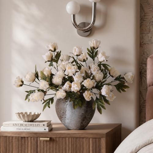 peony artificial flowers, 18" faux silk peonies for showing dimensions