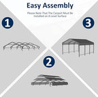 airwire 10x15 ft metal carport canopy with reinforced, close-up detail