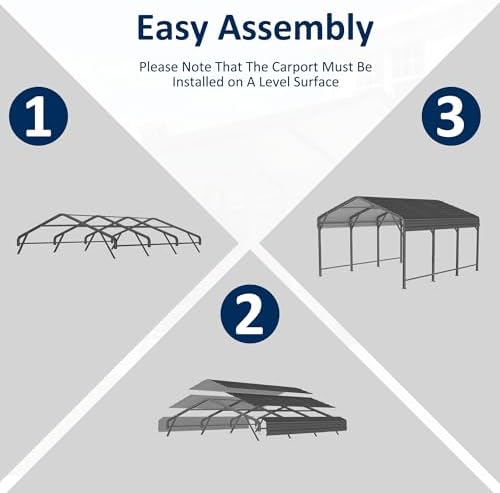 airwire 10x15 ft metal carport canopy with reinforced, close-up detail