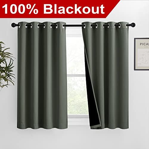 nicetown 100% blackout curtains 54 inches long, double-deck shown in use