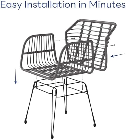 krofem 3 piece wicker patio bistro furniture set, front angle view