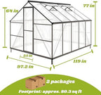 10 ft outdoor polycarbonate greenhouse, charcoal black shown in use
