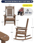 kingyes oversized outdoor rocking chair for adults, porch, close-up detail