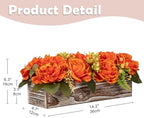 dilatata flower arrangement with wooden vase 14" artificial shown in use