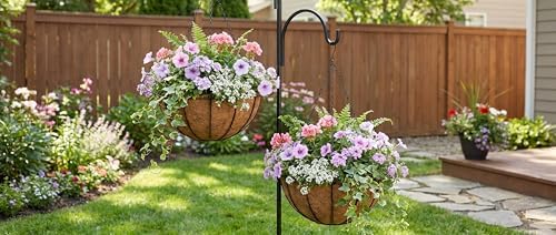 kingbuy 10 inch hanging planter basket with coconut on a desk or shelf