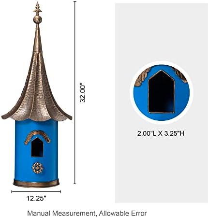 glitzhome 32”h metal hanging birdhouse for outdoors oversized shown in use