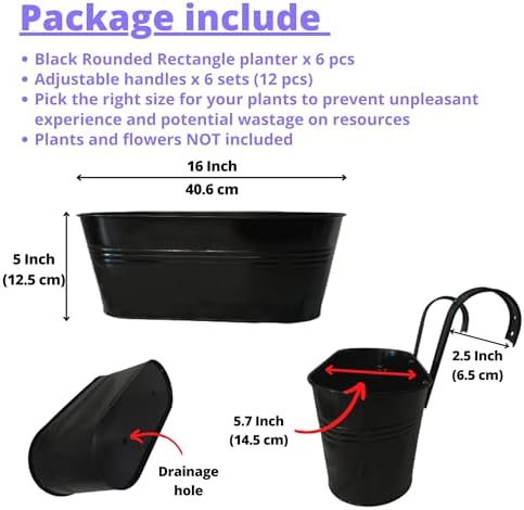 lalagreen boho rail planter (16 in, 6 pack) shown in use