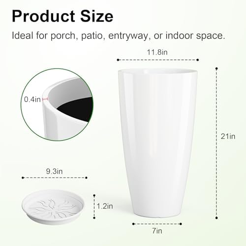 qcqhdu 21 inch tall planters for outdoor &, close-up detail
