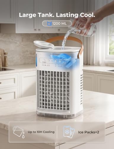 3-in-1 portable air conditioners, 5400mah built-in battery personal on a desk or shelf