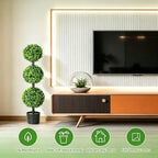 3ft artificial triple ball boxwood topiary tree,set of, side view