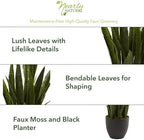 nearly natural 35in artificial snake plant with black, close-up detail