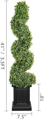 3.5ft topiary trees artificial outdoor set of 2 shown in use