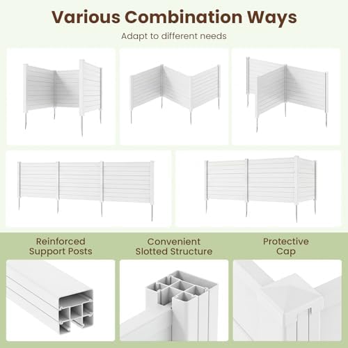 s afstar 3 panels outdoor privacy fence, 48” showing dimensions