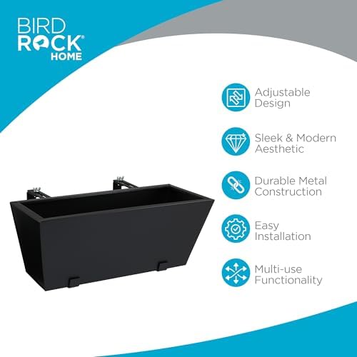 birdrock home 2pk metal railing planter box |, close-up detail