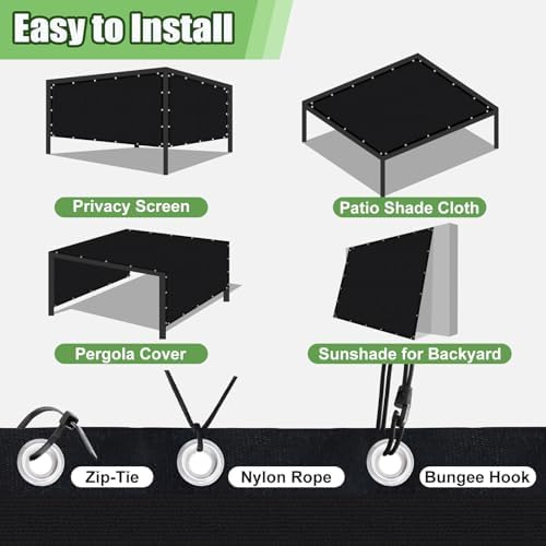 90% outdoor sun shade cloth, 10'×14' pergola shade, package contents