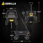 gorilla carts dump garden cart, 4 cu ft shown in use