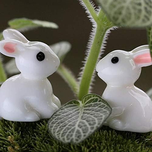 Exasinine 50 Pcs Mini Rabbit Figurines, White Easter Bunny Decor | 50 Mini Resin Rabbits, Easter Egg Fillers, Fairy Garden Ornaments, Dollhouse Cake Decor, Miniature Animal Figures