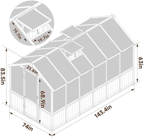 yardenaler 6x12 ft greenhouse kit, wood greenhouses with shown in use