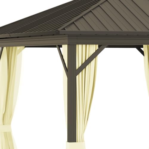 outsunny 10' x 12' hardtop gazebo with curtains, view 9