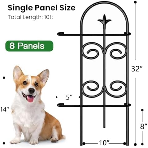 amagabeli 8 panels 32in(h)×10ft(l) decorative garden fence no showing dimensions