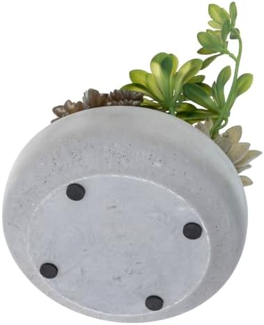 mygift artificial succulent arrangement in round gray cement on a desk or shelf