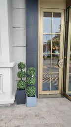 38''t artificial boxwood topiary triple ball outdoor potted, view 9