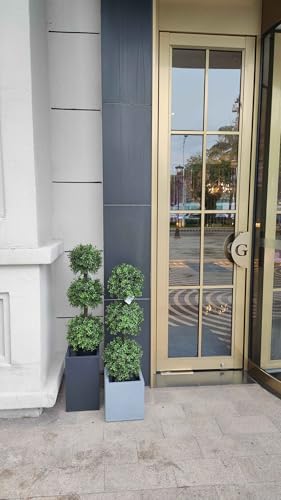 38''t artificial boxwood topiary triple ball outdoor potted, view 9