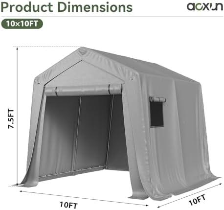aoxun 10x10 ft outdoor portable storage shed tent on a desk or shelf