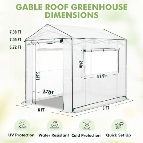 eagle peak 8x6 pop up walk in greenhouse, close-up detail