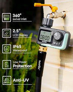 rainpoint sprinkler timer, programmable water timer for garden, front angle view