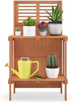 giantex folding potting bench, 2-tier gardening workstation w/storage, view 9